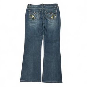 Y2K Nine & Company Flap Embroidered Faded Mid Rise Bootcut Flared Jeans